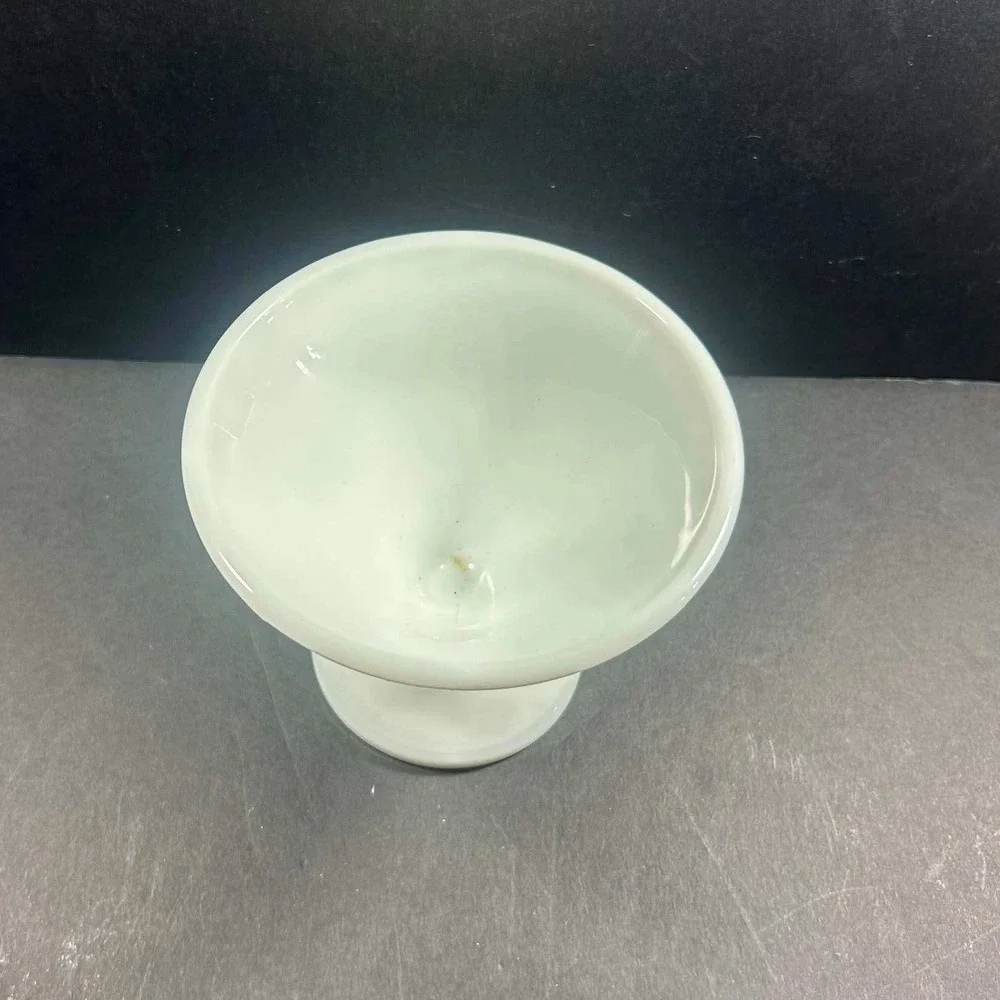 Milk Glass Sherbet Cup White Diamond Point Footed Dessert Bowl Vintage 4.5in